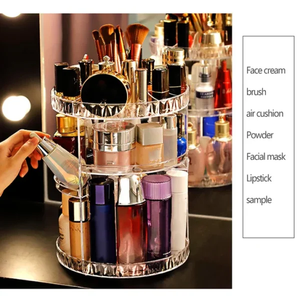 Ice Acrylic Skincare & Makeup Organizer 360° Rotating Beauty Storage